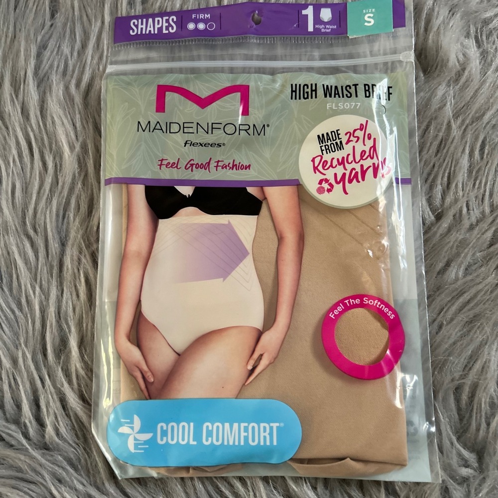 Maidenform Flexees High Waist Brief Shapewear Womens Size Small Tan Soft